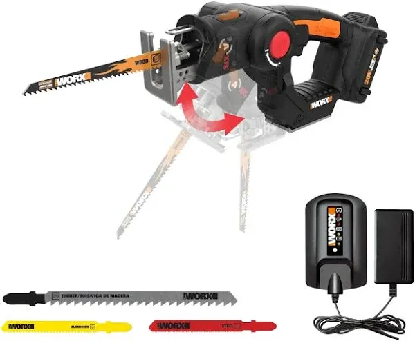 WORX WX550L 20V Power Share Axis Cordless Reciprocating & Jig Saw