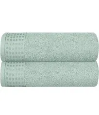 GLAMBURG 100% Cotton 2 Pack Oversized Bath Towel Set 28x55 Inches, Ultra Soft Highly Absorbant Compact Quickdry & Lightweight Large Bath Towels, Ideal for Gym Travel Camp Pool - Sea Green