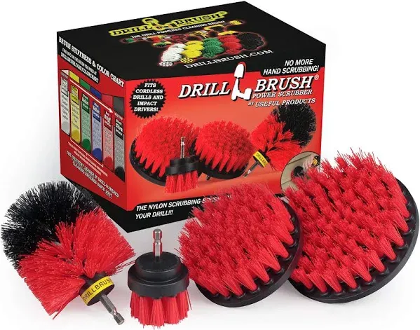 4 Piece Drill Brush Nylon Cordless Drill Powered Spinning Brush Heavy Duty Scrub