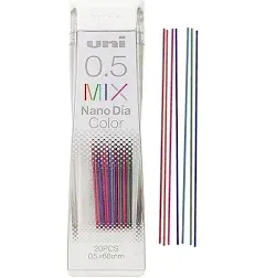 Uni Mechanical Pencil Lead, Nano Dia Color Mix, 0.5mm