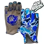 Fish Monkey Gloves Stubby Guide Glove Old School Camo Blue / Medium