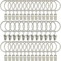 AMZSEVEN 40 Pack Curtain Rings with Clips Drapery Clips Rings Hangers Drapes 1.26 Inch Interior Diameter