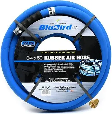 BluBird Rubber Air Hose 3/4 in. Heavy Duty 300 PSI Male NPT Polyester 