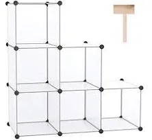 C&AHOME DIY Bookcase Media Storage Standing Shelf Storage Cabinet Cube of 6