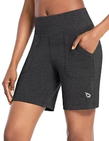 Baleaf Women's High Waisted Athletic Long Running Shorts