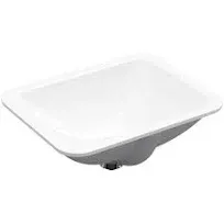 KOHLER 20000-0 Caxton Rectangle Undermount Bathroom Sink, no faucet holes, Wh...