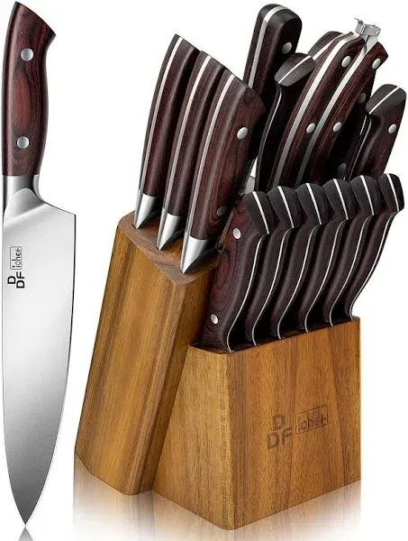 DDF iohEF Kitchen Knife Set, 16-Piece Knife Sets for Kitchen with Block Japan...