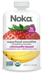 Noka Organic Strawberry Banana Smoothie 4.22 oz Fruit Pouches