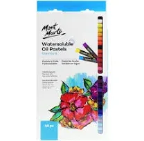 Mont Marte Watersoluble Oil Pastels in Tin Box Signature 48pc, 48 Assorted Colors, Great Blending and Layering, Comes in Storage Case, Ideal for Art, Craft, Coloring and Sketching