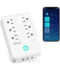 GHome Smart Plug Outlet Extender, Surge Protector with 3 Individually Controlled Smart Outlets and 3 Smart USB Ports, Works with Alexa Google Home, W