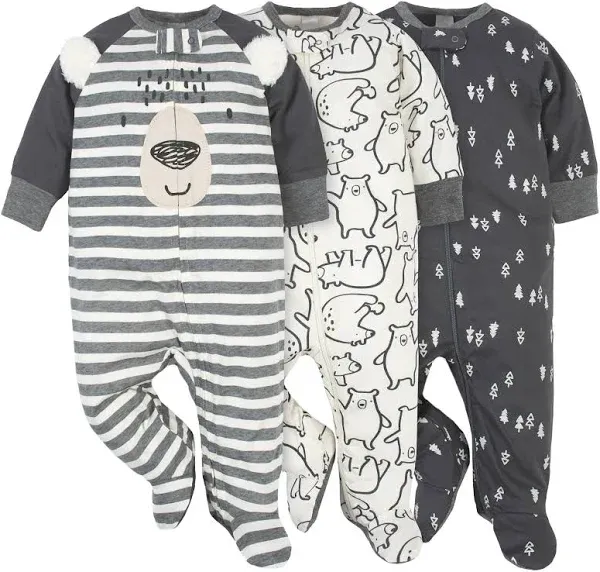 Gerber Boys 3 Bear themed,  one piece Sleeper with footies 3-6months