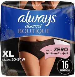 Always Discreet Boutique Women's Maximum Protection Incontinence Underwears, Peach, S/M - 12 count