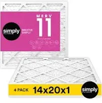 Simply Filters 16x25x1 MERV 11, MPR 1000, Air Filter - Actual Size: 15.75"x24.75"x0.75" HVAC, AC Furnace Air Filter (4 Pack)