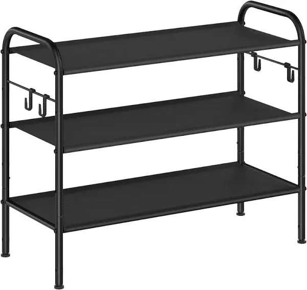 Songmics Shoe Rack, 3 Tier Shoe Organizer, Fabric Shoe Shelf Storage, Ink Black