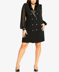 City Chic Women's Plus Size Tuxe Seduction Long Sleeve Dress