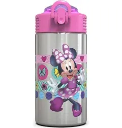 Zak Designs Disney Minnie’s Happy Helpers - Stainless Steel Water Bottle with...