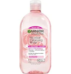 Garnier SkinActive Micellar Water with Rose Water and Glycerin, Facial Cleanser & Makeup Remover, All-in-1 Hydrating, 13.5 fl. oz, 2 Count (Packaging