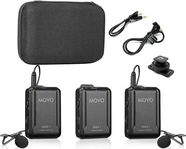 Movo WMX-1-DUO 2.4GHz Dual Wireless Lavalier Microphone System, Compatible,,,,<wbr/>,