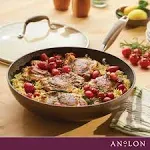 Anolon 12" Advanced Home Hard-Anodized Nonstick Deep Frying Pan with Lid Bronze