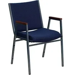 Flash Furniture HERCULES Series Heavy Duty Gray Fabric Stack Chair with Arms and Ganging Bracket