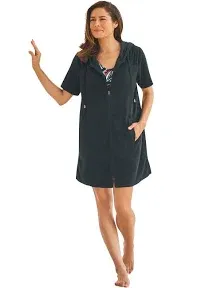 Swim 365 Women's Plus Size Hooded Terry Swim Cover Up