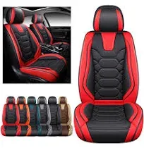 OASIS AUTO Car Seat Covers Premium Waterproof Faux Leather Cushion Universal Accessories Fit SUV Truck Sedan Automotive Vehicle Auto Interior Protector Front Pair (OD-004 Black)