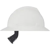 MSA V-Gard White Full Brim Hard Hat with Fas-Trac Suspension - Custom Logo