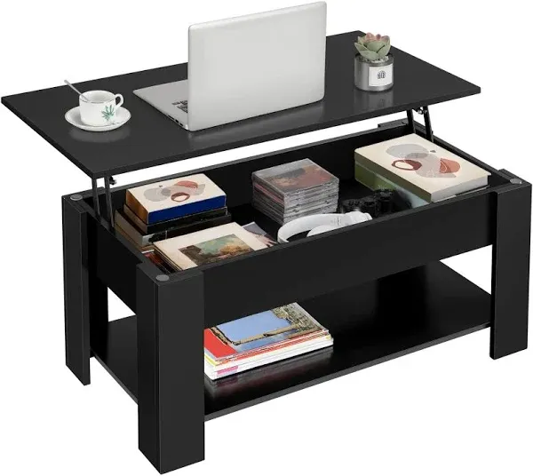 Yaheetech Lift Top Coffee Table with Hidden Compartment and Storage Shelf