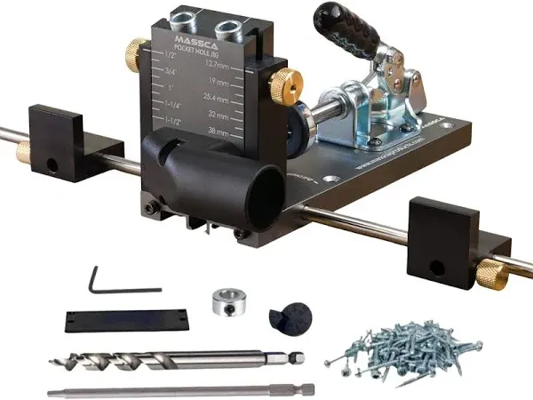 Massca Pocket-Hole Jig System Drill Style Heavy-Duty Aluminum Dust-Free Drilling