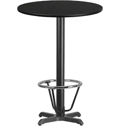 Flash Furniture 30'' Round Laminate Table Top with 22'' x 22'' Bar Height Table Base and Foot Ring