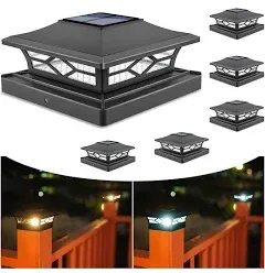 4Pcs 2 light Modes Solar Post Cap Lights For4x4 6x6 Outdoor LED Deck Fence Decor