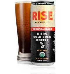 Rise Brewing Co Original Black Nitro Cold Brew Coffee 7 Fluid Ounce - 12 Per Case.