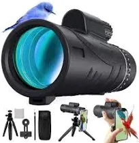 2024 New 80x100 HD High Powered Monocular Telescope with Smartphone Adapter and Tripod,Monoculars for Adults,Clear View,Monocular for Bird Watching