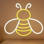 Bee Neon Sign - Dimmable Honey Neon Light Wall Decor, Birthday Party Decorations for Home, Patio, Garden, Bars, Hotels, Stores - Gift for Friends, Family, and Kids