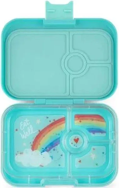 Yumbox Panino Leakproof Bento Box lunch box, 4-Compartment Kids & Adults Bento; Perfect for Sandwich Packed Lunch; Compact ; Healthy Portions (Roar Red with Race Cars Tray)