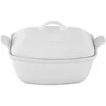 Stoneware Heritage Deep Rectangular Covered Casserole 4.5 qt. - White