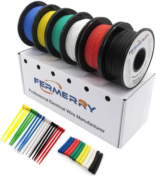 20 AWG Silicone Wire Hook up Wire Kit 20 Gauge Tinned Copper Wire 6 Colors Stranded Flexible Fermerry