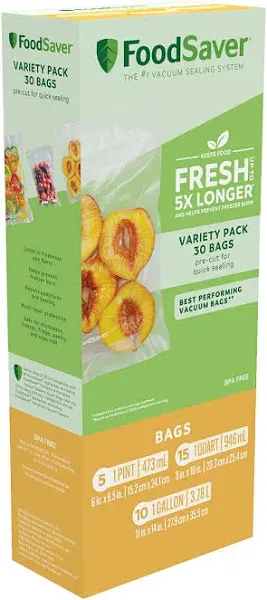 FoodSaver Vacuum Sealer Bags Variety Pack 30-Count