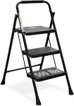 3 Step Ladder, Folding Step Stool with Wide Anti-Slip Pedal, 500Lbs Sturdy Steel