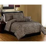 Black/brown Comforter Set Leopard/zebra Print Microfur Bed In A Bag Queen Size B