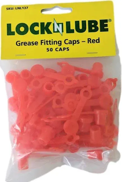 LockNLube Grease Fitting Caps (50 Count) (Red)