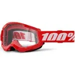 100% Strata 2 Clear Lens Goggles Red