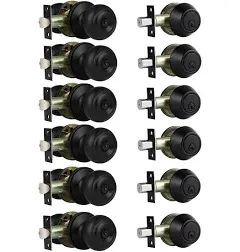 5 Pack Keyed Entry Door Knob Lockset Single Cylinder Deadbolt Combination Set