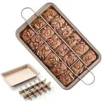 Brownie Pan with Dividers, Non Stick Baking Pan, 18 