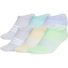 adidas Girls' Kids Superlite 3.0 No Show Athletic Socks (6-Pair) Low-Profile Fit with Targeted Padding and Arch Compression