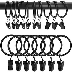 100 Pack Metal Curtain Hangers Clips - Drapery Rings 1&#034; Interior - Vintage Black