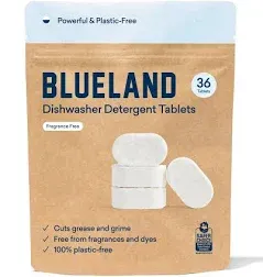 BLUELAND Dishwasher Detergent Tablet Refill 36 Count - Plastic-Free & Eco Friendly Alternative to Liquid Pods or Sheets - Natural, Sustainable - 36 Washes…