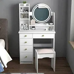 FUFU&GAGA Vanity Set with Stool and Mirror