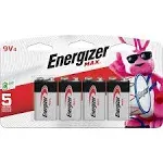 9 Volt Energizer MAX 522BP4 Alkaline Batteries (4 Card)