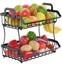 2 Tier Countertop Fruit Basket Bread Bowl for Kitchen, Stackable Wall Mounted...